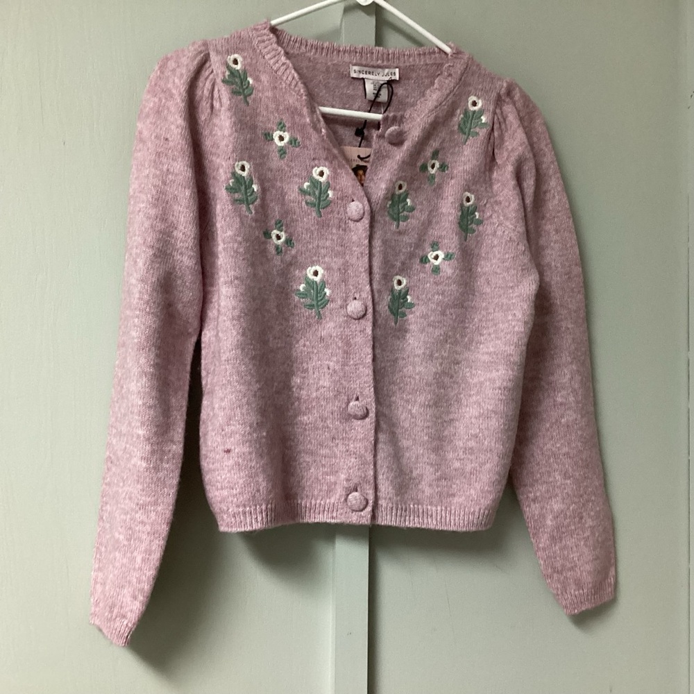 Sincerely Jules Size XS Pink Floral Embroidered Cardigan